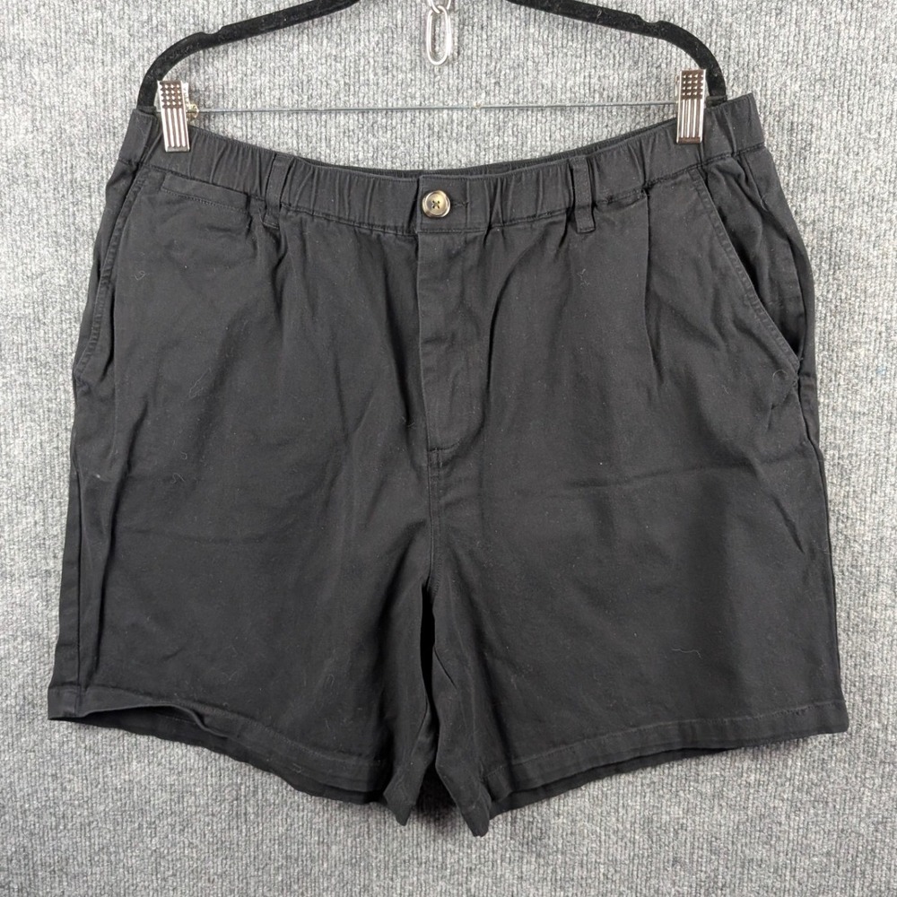 Cove USA Mens Black Cotton Stretch Elastic Waist Shorts Size 38 7" Inseam